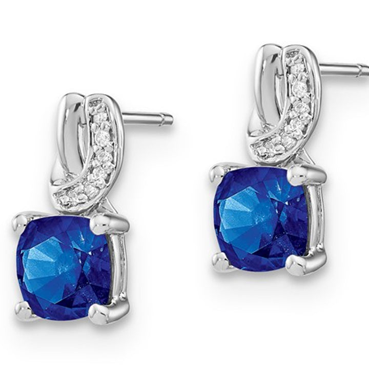 2.40 Carat (ctw) Lab Created Blue Sapphire Earrings in Sterling Silver Image 2