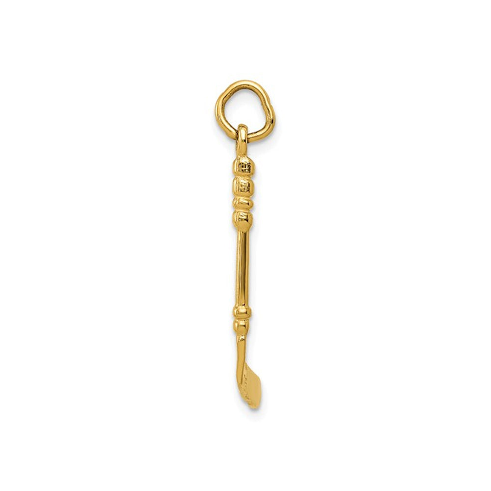 14K Yellow Gold Polished Hockey Stick Pendant Necklace with Chain Image 2