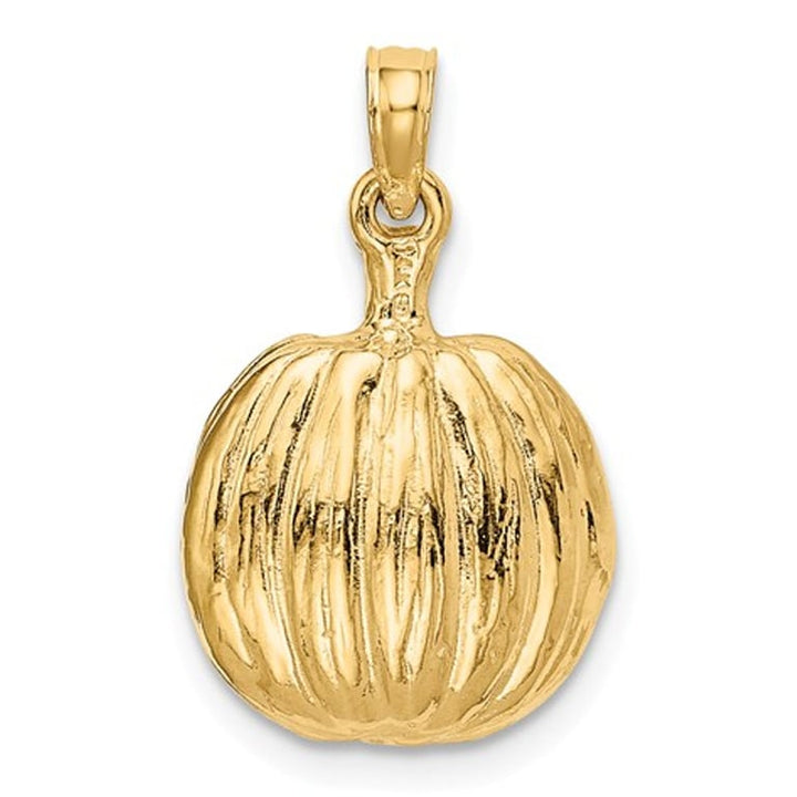 14K Yellow Gold Halloween Pumpkin Charm Pendant Necklace with Chain Image 3