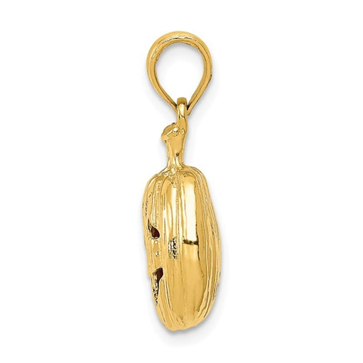 14K Yellow Gold Halloween Pumpkin Charm Pendant Necklace with Chain Image 4