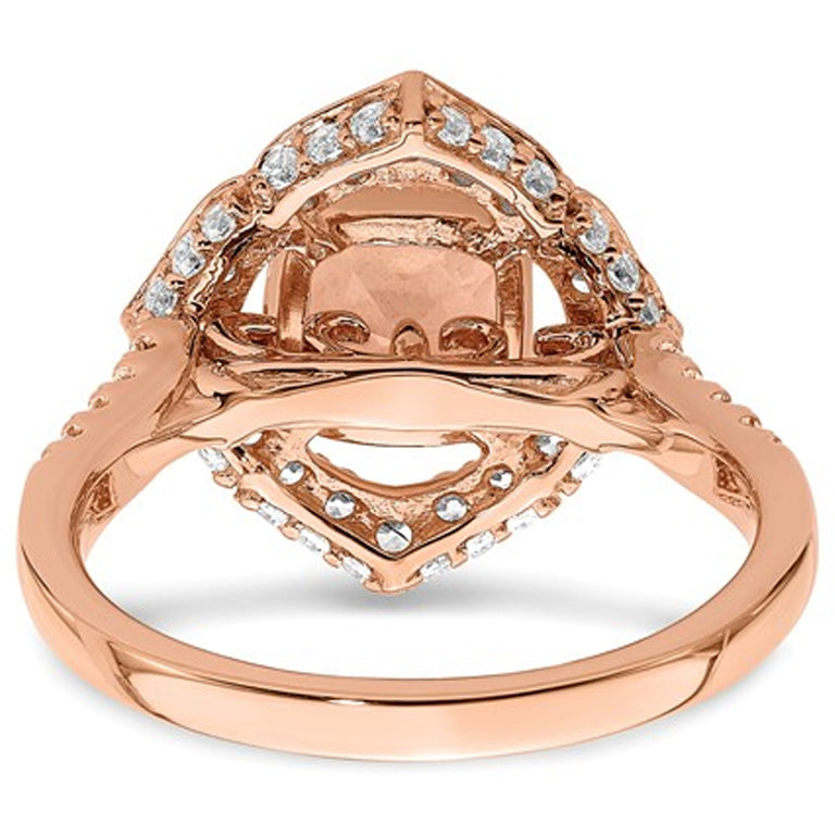 1.18 Carat (ctw) Morganite Halo Engagement Ring with Diamonds 7/10 Carat (ctw) in 14K Rose Pink Gold Image 2