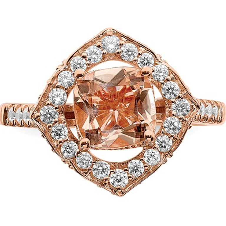 1.18 Carat (ctw) Morganite Halo Engagement Ring with Diamonds 7/10 Carat (ctw) in 14K Rose Pink Gold Image 3