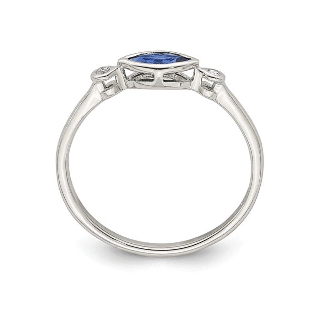 3/10 Carat (ctw) Lab-Created Sapphire Ring in Sterling Silver with White Topaz Image 4