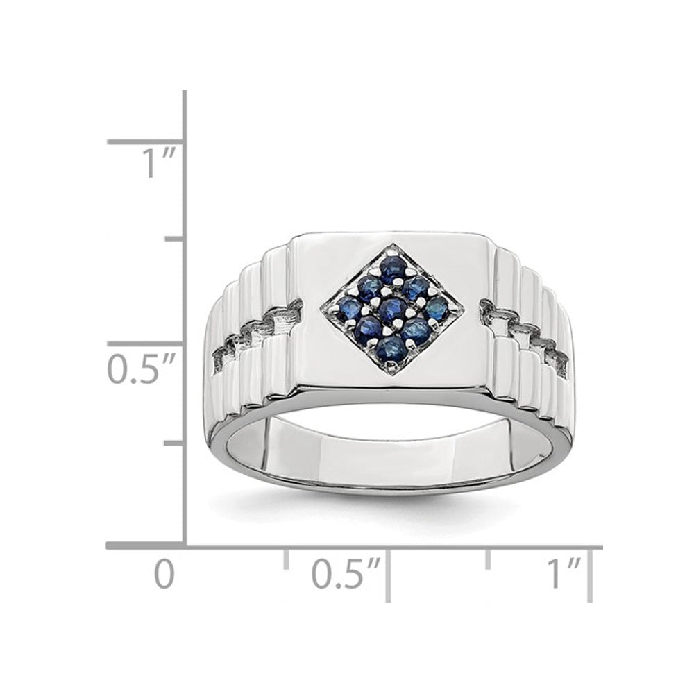 Mens 1/3 Carat (ctw) Natural Sapphire Ring in Sterling Silver Image 2