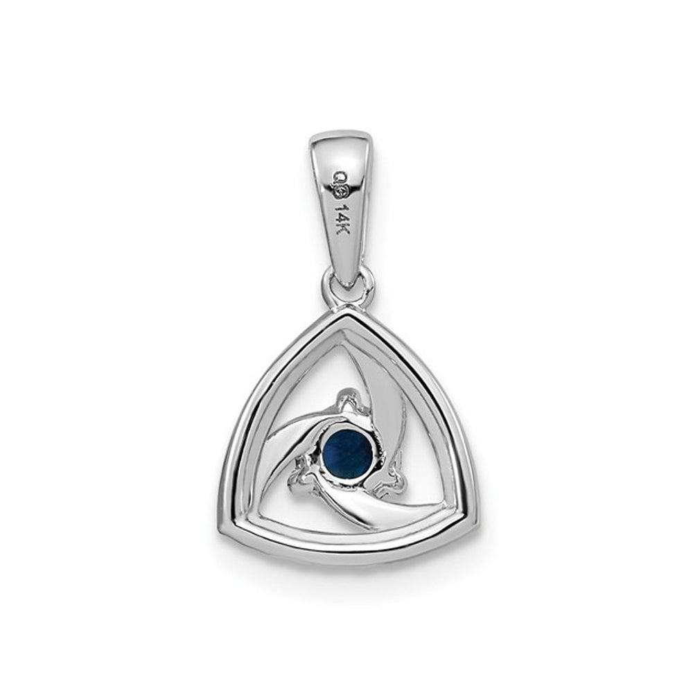1/4 Carat (ctw) Natural Blue Sapphire Geometric Pendant Necklace with Diamonds in 14K White Gold and Chain Image 3