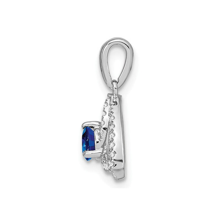 1/4 Carat (ctw) Natural Blue Sapphire Geometric Pendant Necklace with Diamonds in 14K White Gold and Chain Image 4