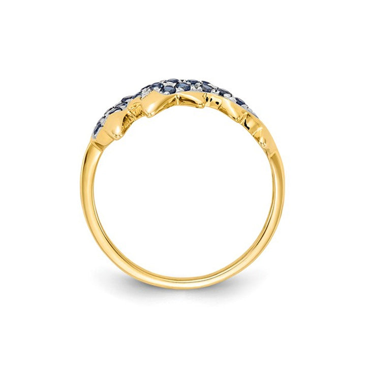 1/3 Carat (ctw) Blue Sapphire Dolphin Ring in 14K Yellow Gold Image 3