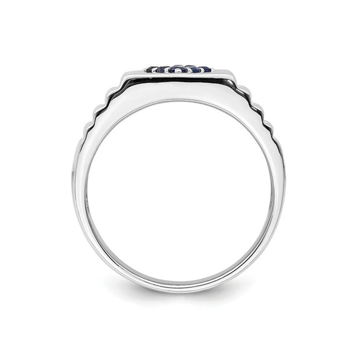 Mens 1/3 Carat (ctw) Natural Sapphire Ring in Sterling Silver Image 3