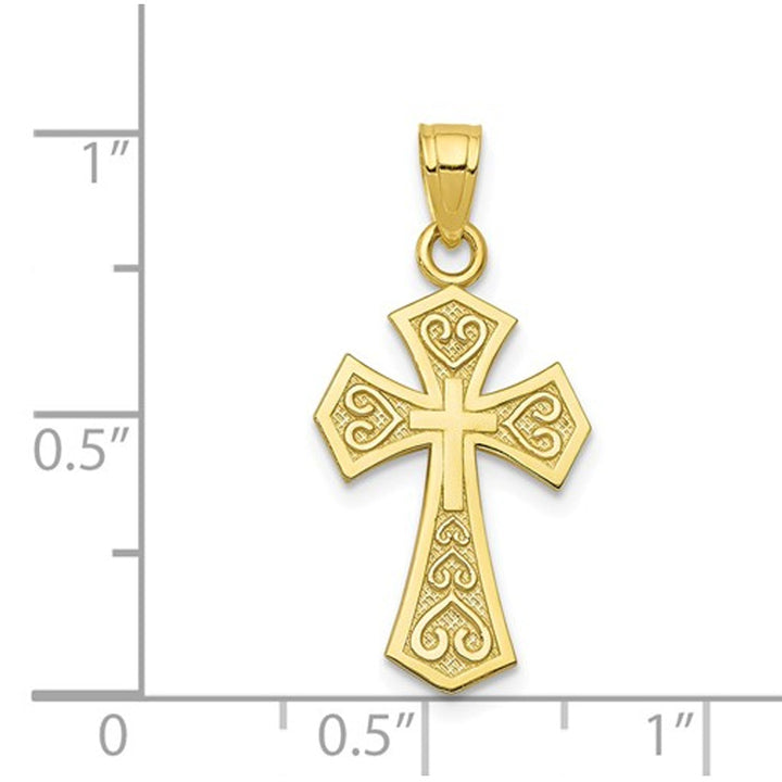 10K Yellow Gold Reversible Cross Pendant Necklace with Chain Image 4