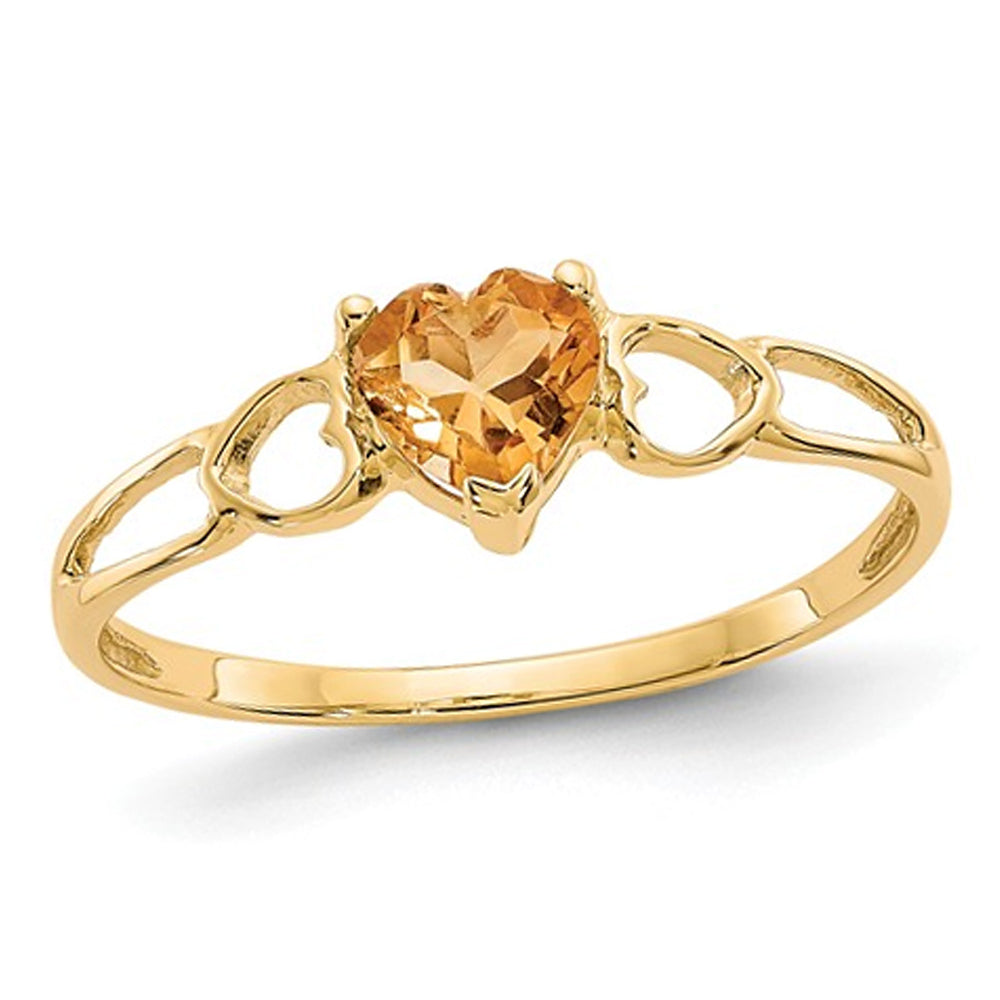 Citrine Promise Heart Ring 2/5 Carat (ctw) in 14K Yellow Gold Image 1