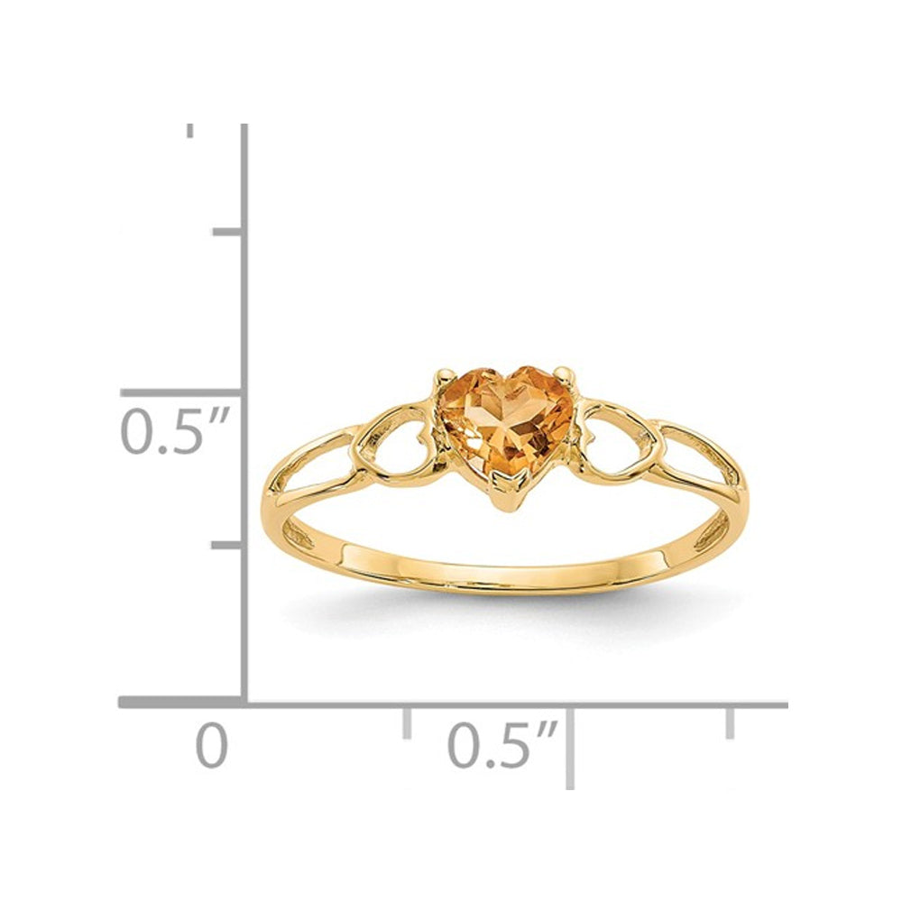 Citrine Promise Heart Ring 2/5 Carat (ctw) in 14K Yellow Gold Image 2