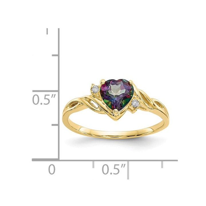 1.00 Carat (ctw) Mystic Fire Topaz Heart Ring in 10K Yellow Gold (size 6) Image 4