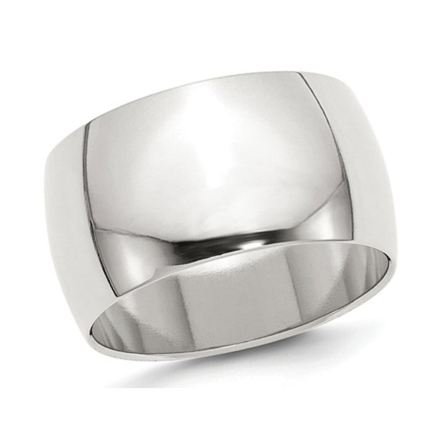 Mens Sterling Silver 12mm Wedding Band Ring Image 1