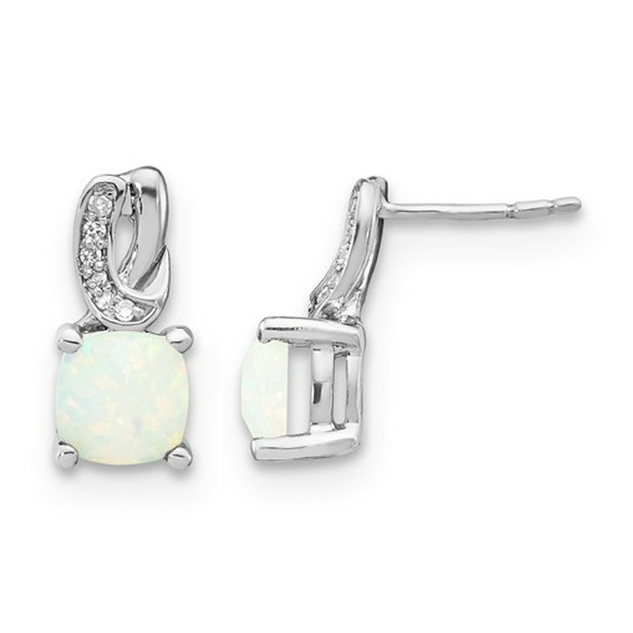 1.70 Carat (ctw) Lab Created Opal Stud Earrings in Sterling Silver Image 1