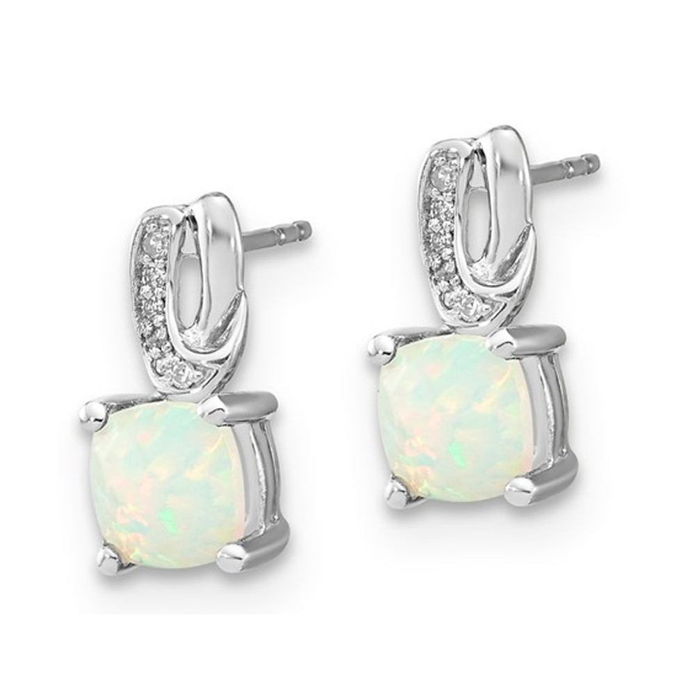 1.70 Carat (ctw) Lab Created Opal Stud Earrings in Sterling Silver Image 2