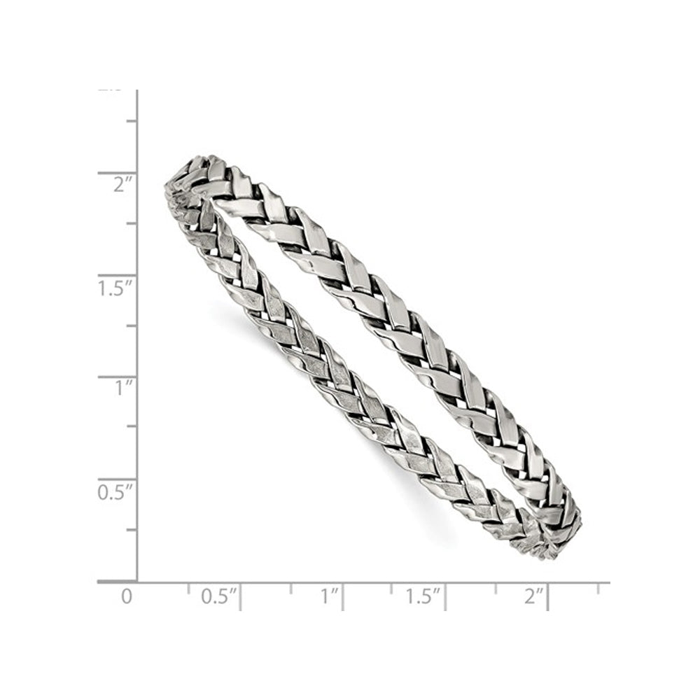 Antiqued Sterling Silver Weave Bangle Bracelet (5.25mm wide) Image 2