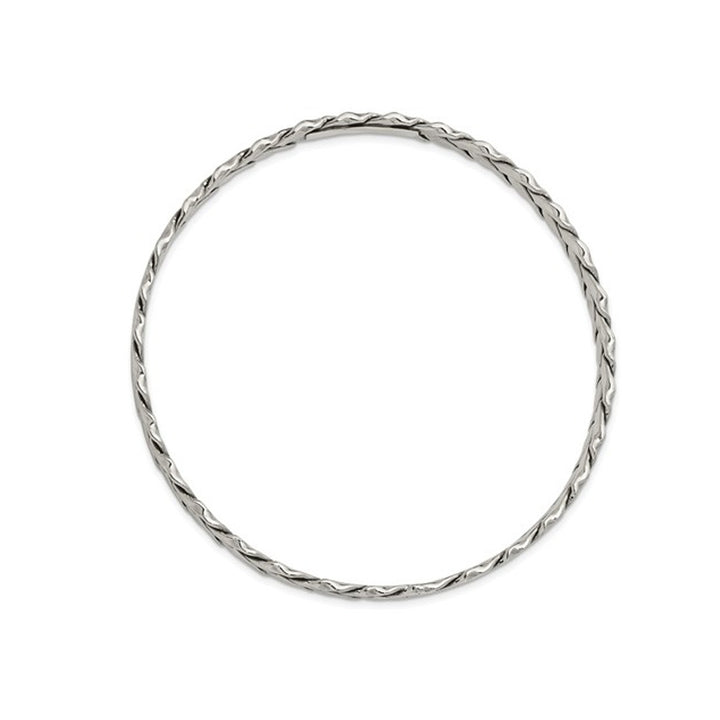 Antiqued Sterling Silver Weave Bangle Bracelet (5.25mm wide) Image 3