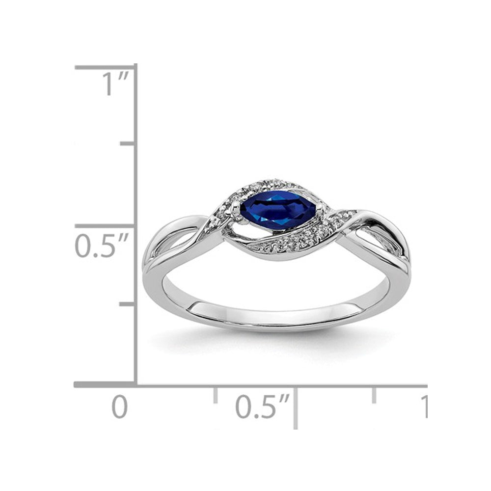 1/4 Carat (ctw) Blue Sapphire Ring in 14K White Gold Image 2