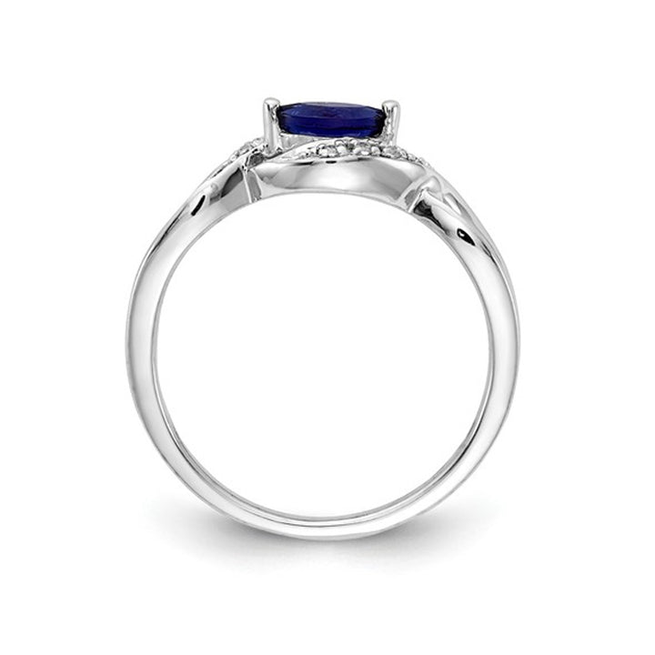 1/4 Carat (ctw) Blue Sapphire Ring in 14K White Gold Image 3