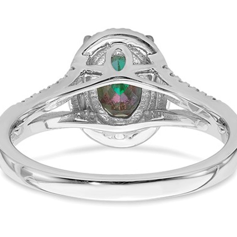 1.00 Carat (ctw) Mystic Fire Topaz Engagement Ring in 14K White Gold with 1/6 Carat (ctw) Diamonds Image 3