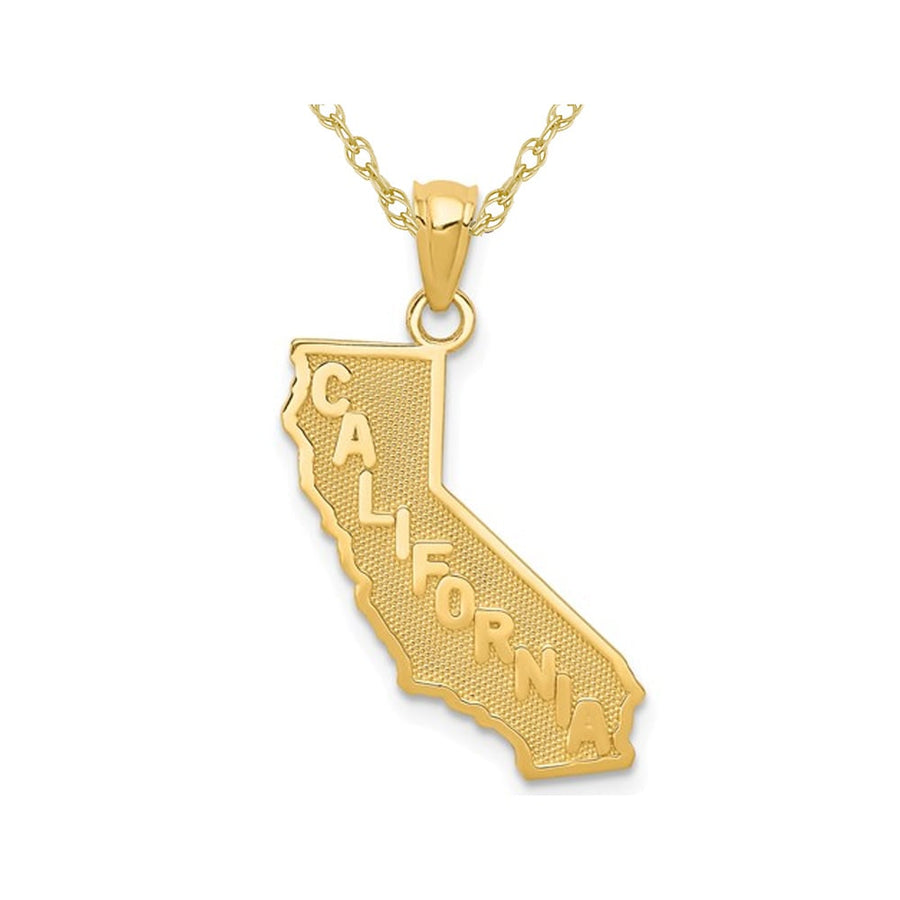 14K Yellow Gold California State Charm Pendant Necklace with Chain Image 1