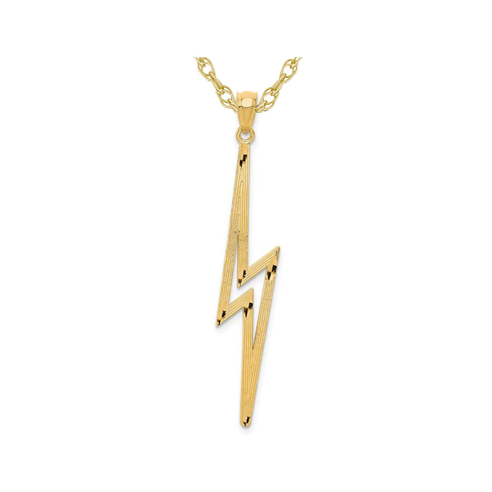 14K Yellow Gold Polished Lightning Bolt Pendant Necklace with Chain Image 1