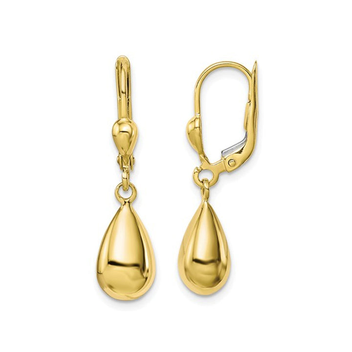 10K Yellow Gold Polished Fancy Dangle Leverback Earrings Image 1