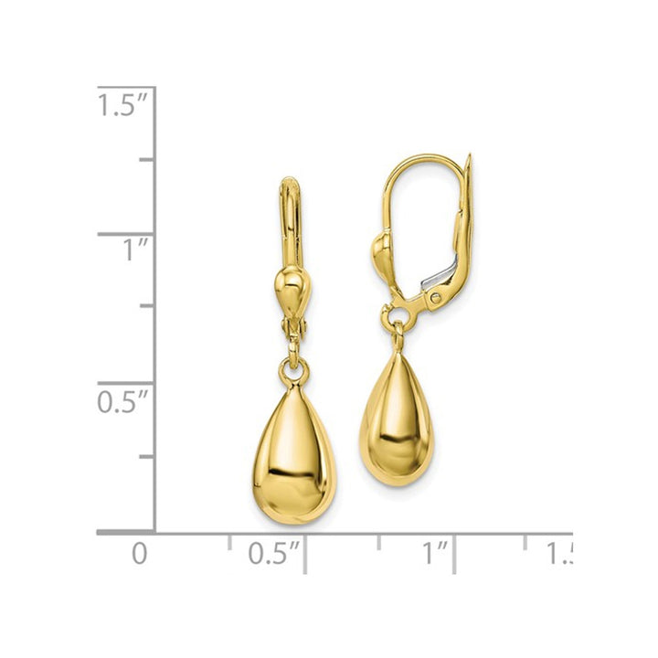 10K Yellow Gold Polished Fancy Dangle Leverback Earrings Image 2
