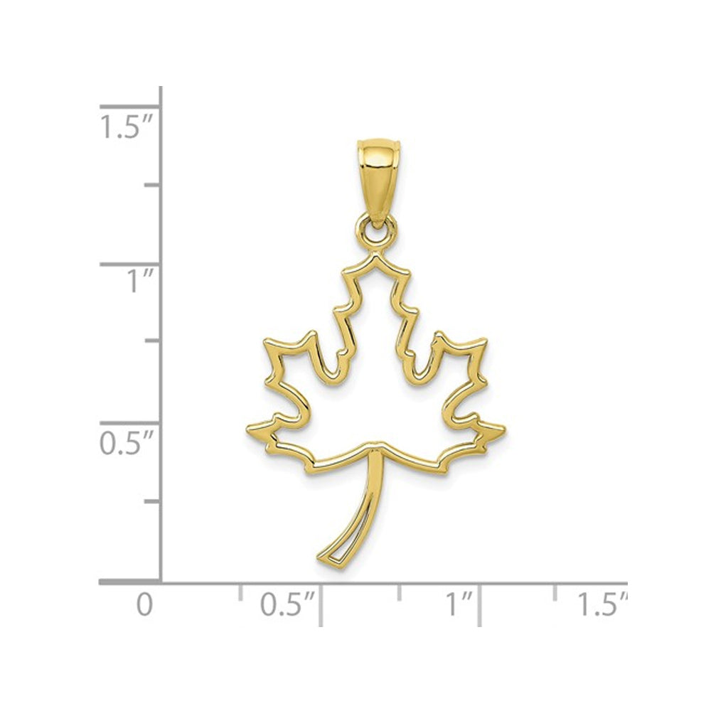 10K Yellow Gold Canadian Maple Leaf Charm Pendant Necklace with Chain Image 3