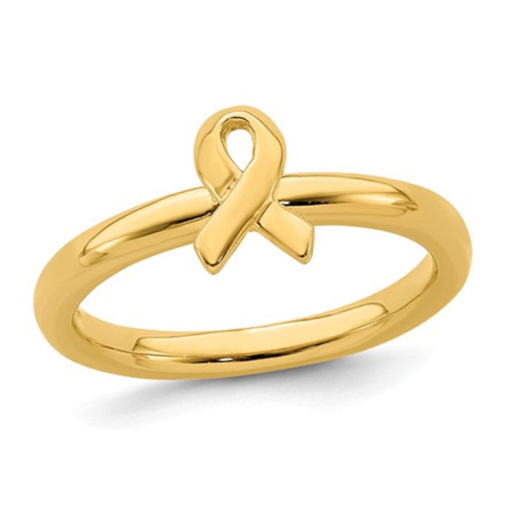 Yellow Plated Sterling Silver Awareness Ribbon Ring Image 1