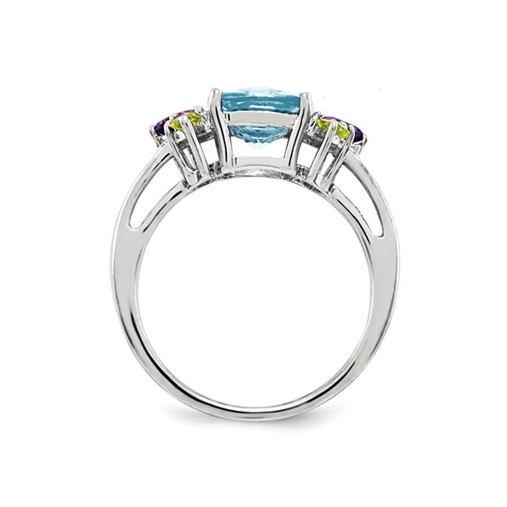 3.70 Carat (ctw) Blue Topaz Amethyst and Citrine Ring in Sterling Silver Image 2