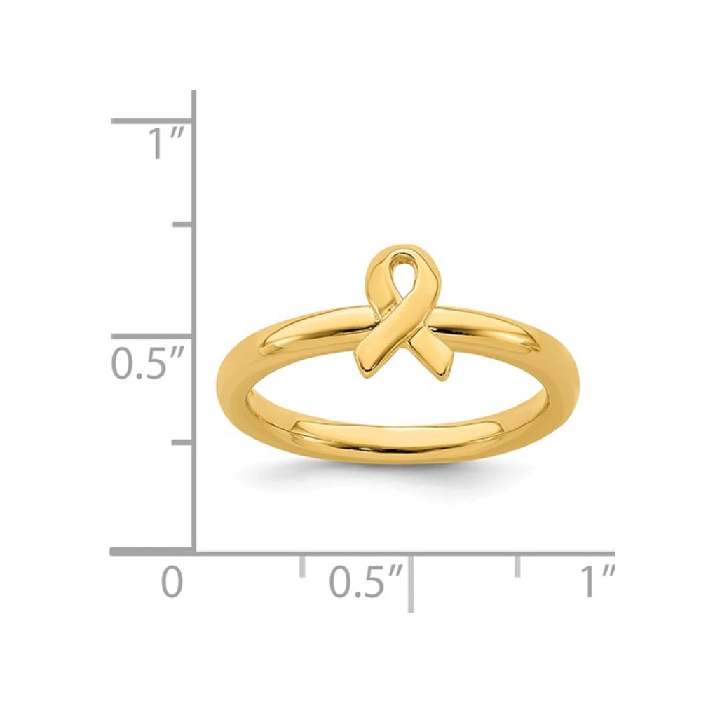 Yellow Plated Sterling Silver Awareness Ribbon Ring Image 2