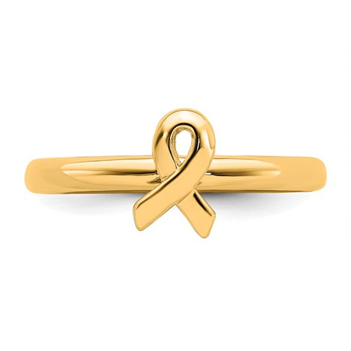 Yellow Plated Sterling Silver Awareness Ribbon Ring Image 3