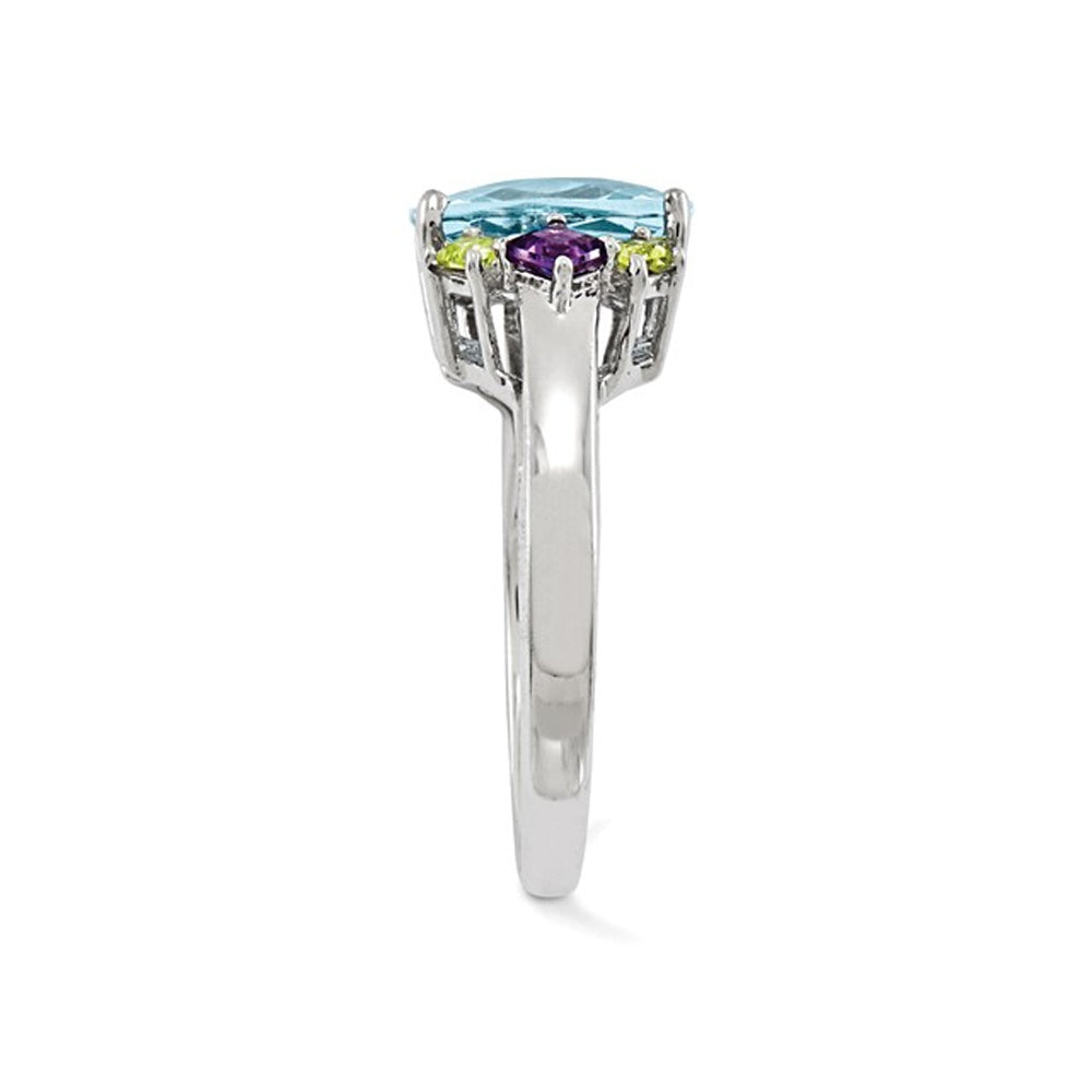 3.70 Carat (ctw) Blue Topaz Amethyst and Citrine Ring in Sterling Silver Image 3