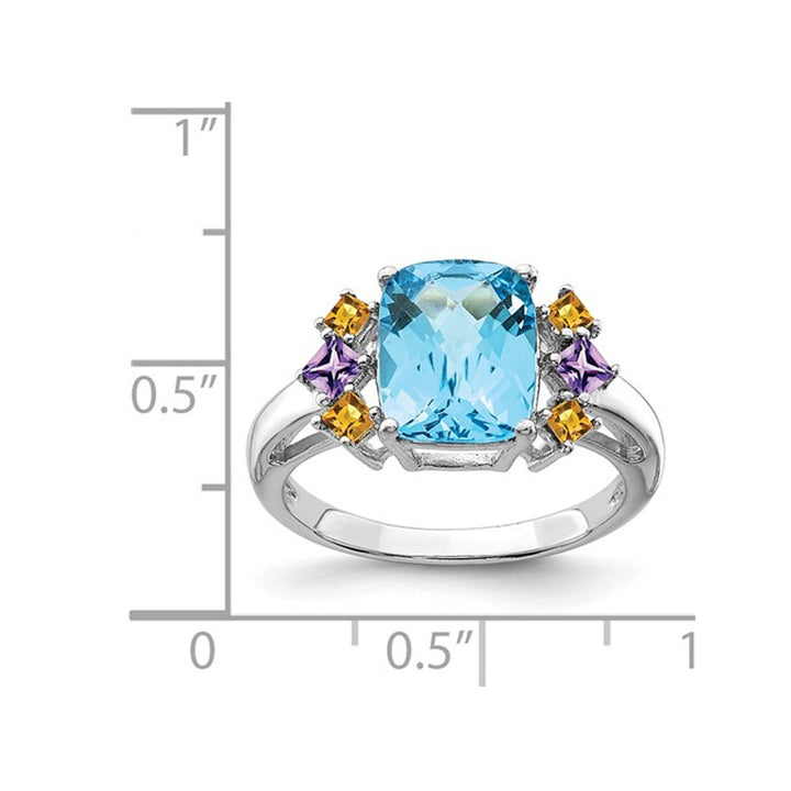 3.70 Carat (ctw) Blue Topaz Amethyst and Citrine Ring in Sterling Silver Image 4