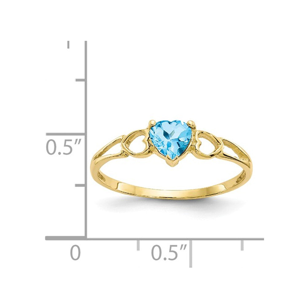1/2 Carat (ctw) Natural Swiss Blue Topaz Heart Ring in 10K Yellow Gold (size 7) Image 2