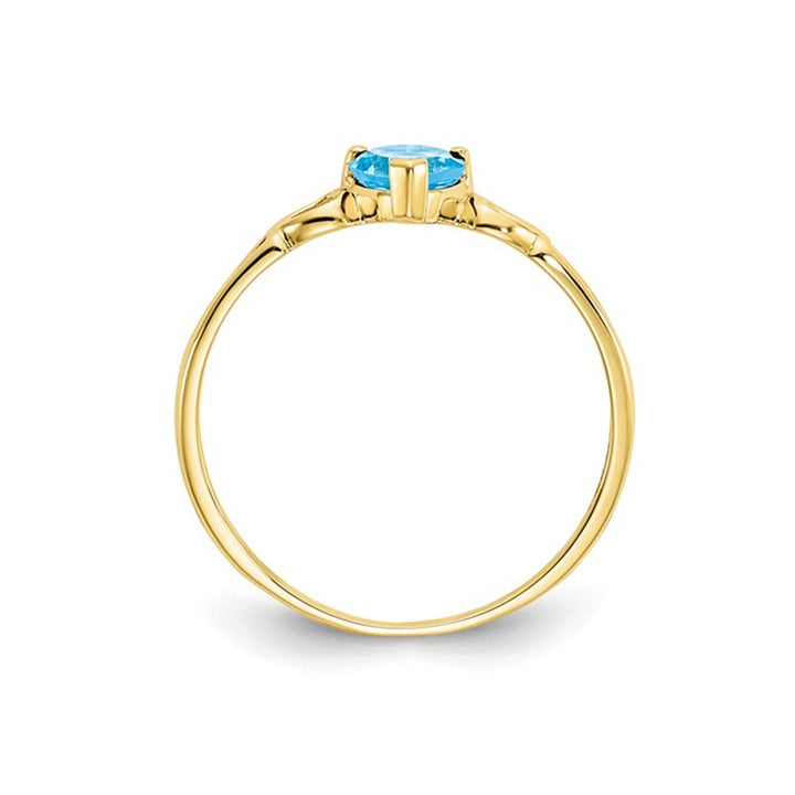 1/2 Carat (ctw) Natural Swiss Blue Topaz Heart Ring in 10K Yellow Gold (size 7) Image 4