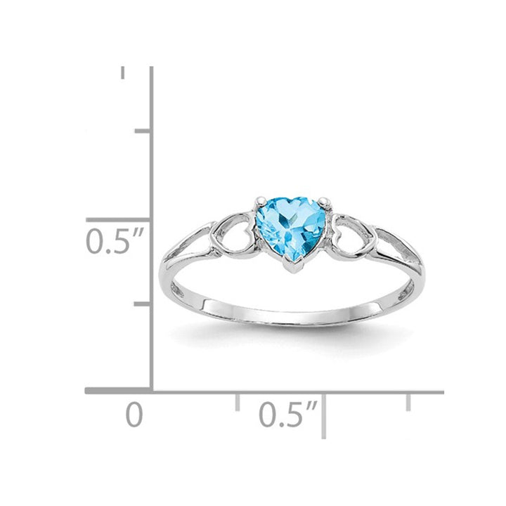 1/2 Carat (ctw) Natural Swiss Blue Topaz Heart Ring in 10K White Gold Image 2