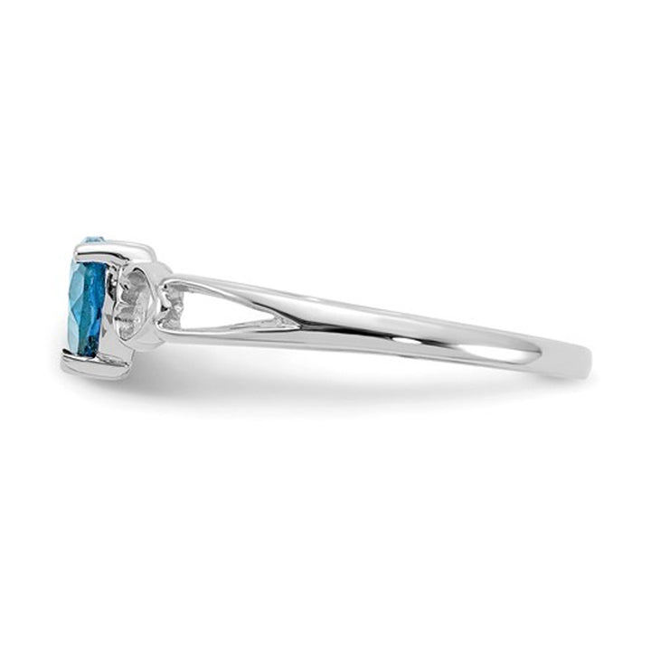 1/2 Carat (ctw) Natural Swiss Blue Topaz Heart Ring in 10K White Gold Image 4