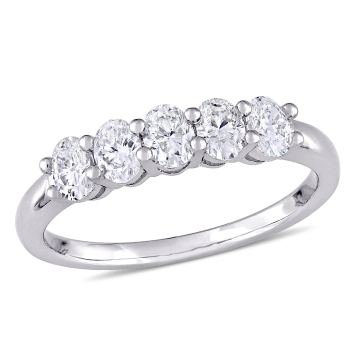 1.00 Carat (ctw G-HVS2-SI1) Five Stone Diamond Anniversary Band Ring in 14 White Gold Image 1