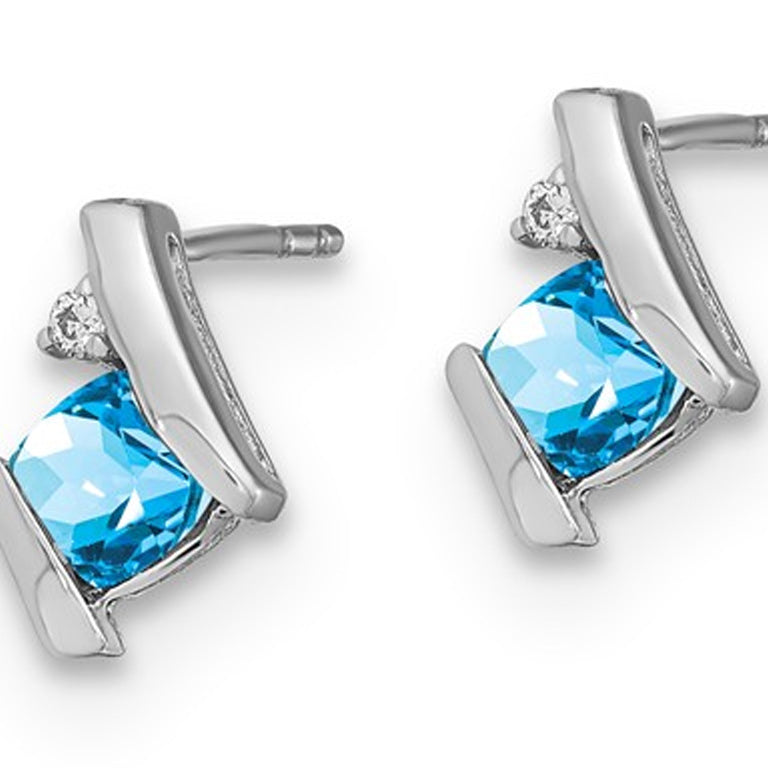 1/2 Carat (ctw) Natural Blue Topaz Stud Earrings in 10K White Gold Image 2