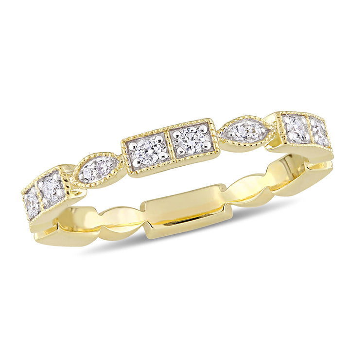 1/3 Carat (ctw G-H-I I1-I2) Pave Diamond Wedding Band Ring in 10K Yellow Gold Image 1