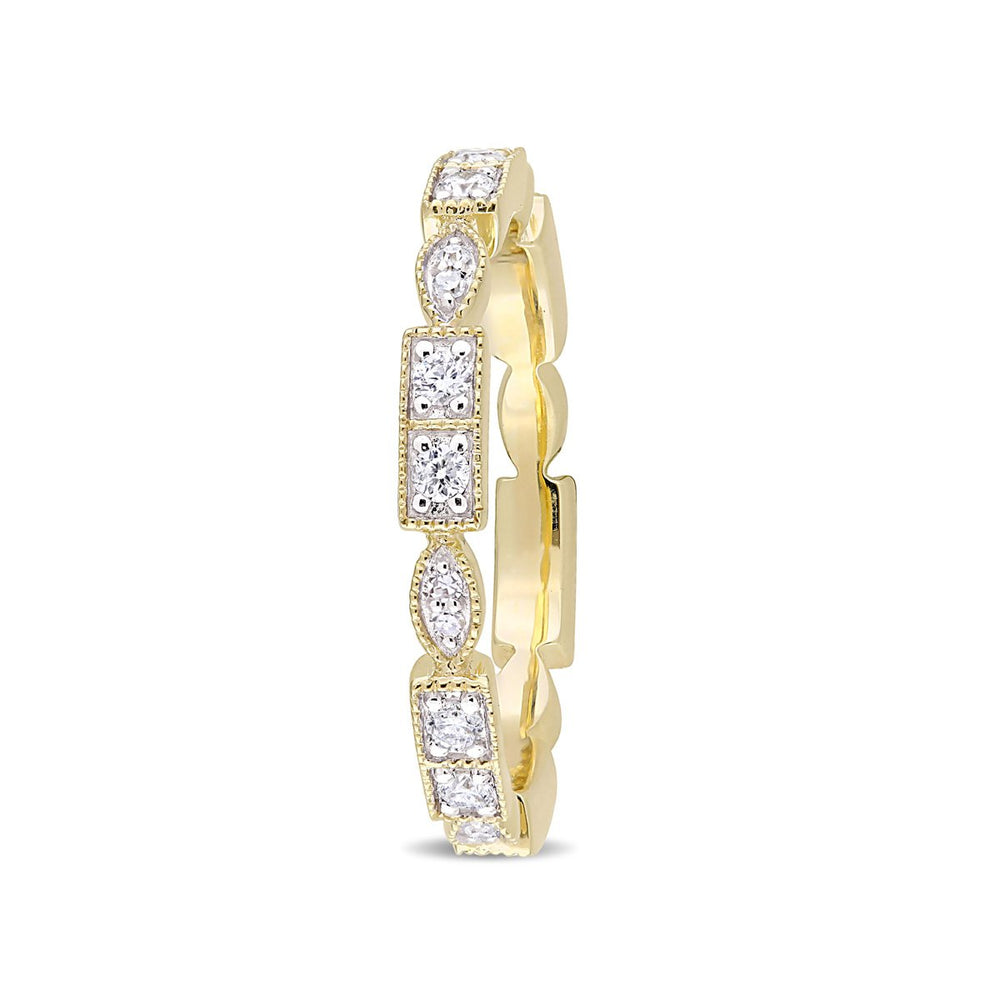 1/3 Carat (ctw G-H-I I1-I2) Pave Diamond Wedding Band Ring in 10K Yellow Gold Image 2