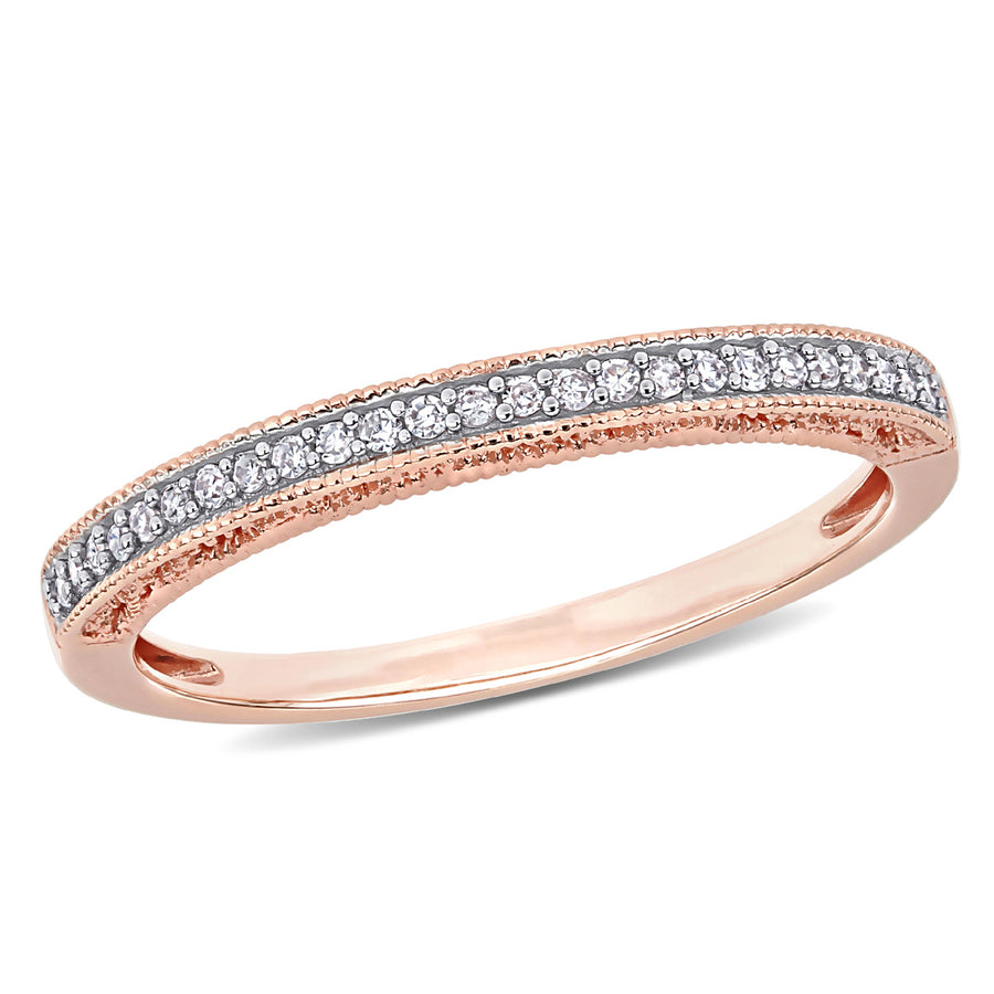 1/10 Carat (ctw) Diamond Wedding Band Ring in 10K Rose Pink Gold Image 1