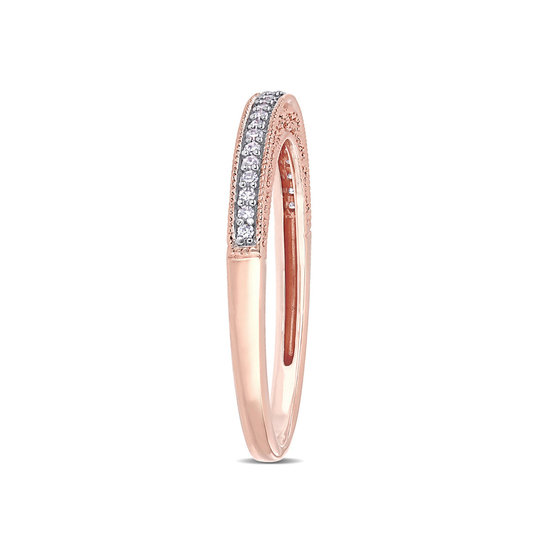 1/10 Carat (ctw) Diamond Wedding Band Ring in 10K Rose Pink Gold Image 2