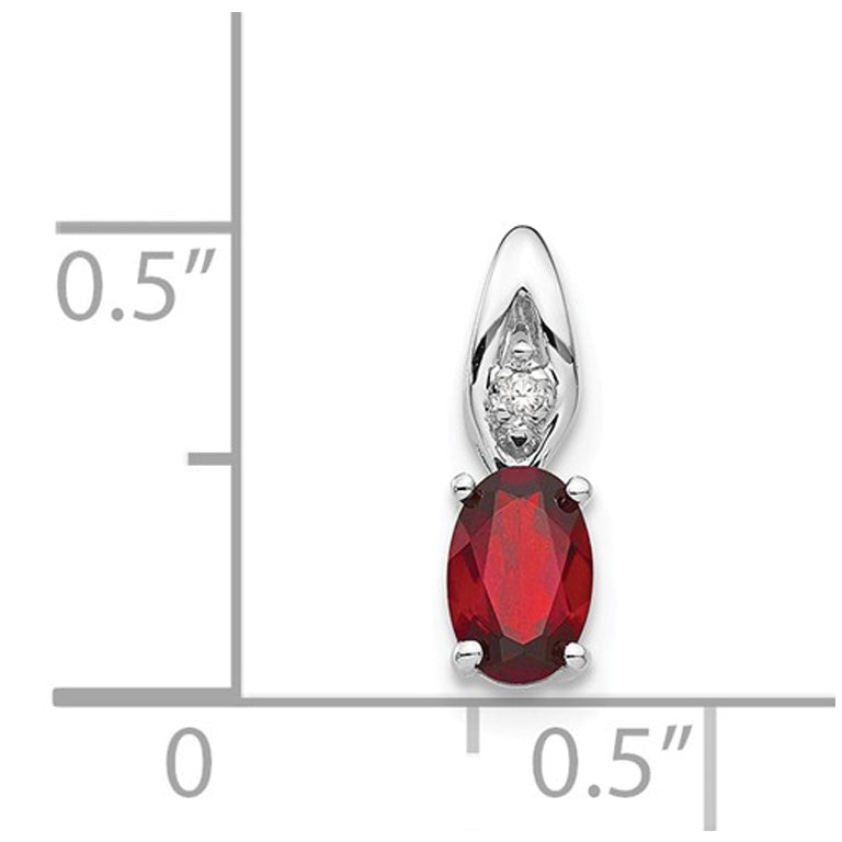 3/5 Carat (ctw) Natural Garnet Pendant Necklace in 14K White Gold with Chain Image 2