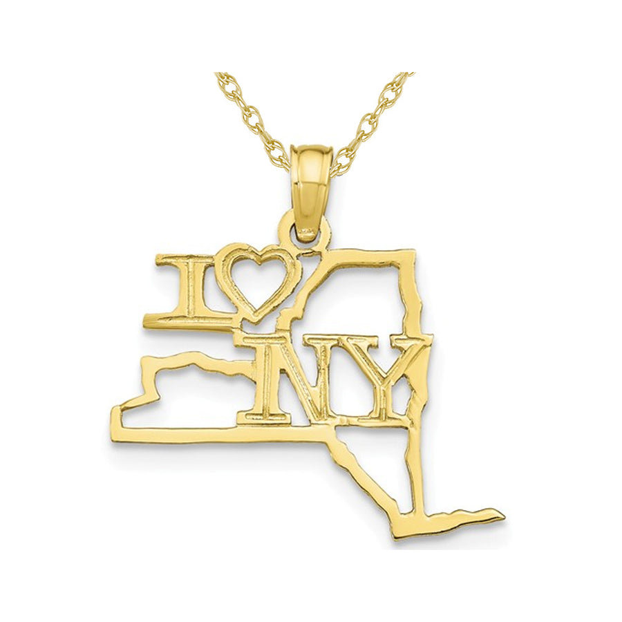 10K Yellow Gold Solid  York State Charm Pendant Necklace with Chain Image 1