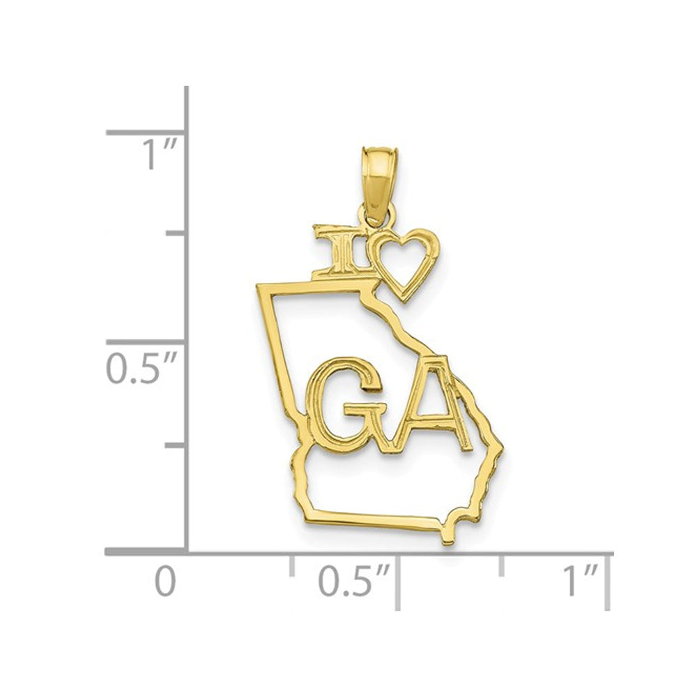 10K Yellow Gold Solid Georgia State Charm Pendant Necklace with Chain Image 2
