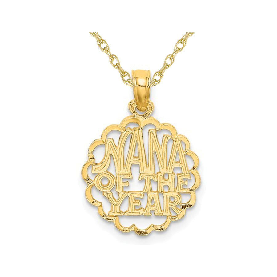 14K Yellow Gold Nana Of the Year Charm Pendant Necklace with Chain Image 1