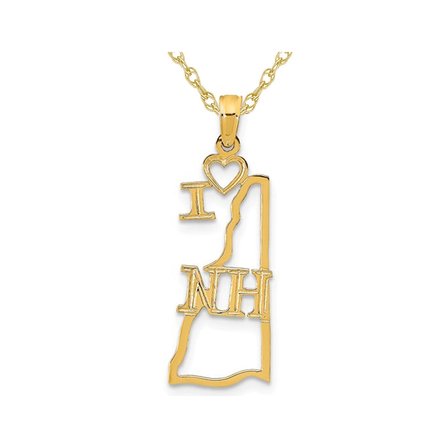 14K Yellow Gold Solid  Hampshire State Charm Pendant Necklace with Chain Image 1